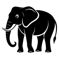 Simple Elephant Black Outline Illustration