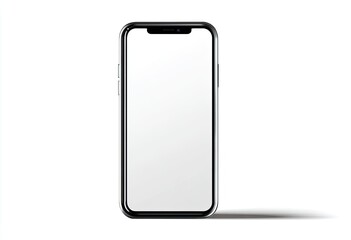 Modern smartphone, black frame, blank screen, isolated, white background