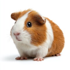 Small guinea pig, reddish-brown and white, alert expression, studio shot