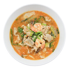 Savory Seafood Delight: A vibrant and mouthwatering image of a bowl filled with a rich seafood dish, showcasing tender shrimp and flavorful ingredients, a true culinary experience.