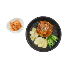 Gourmet Dish Presentation: An appetizing gourmet dish presented in a detailed top view,...