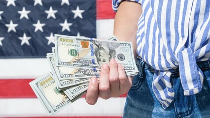 American Dream, Financial Freedom, Prosperity and Success. Patriotism and Wealth Concept