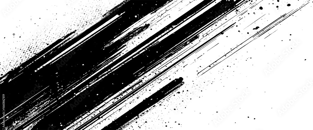 Poster vector diagonal brush stroke grunge with halftone dots background