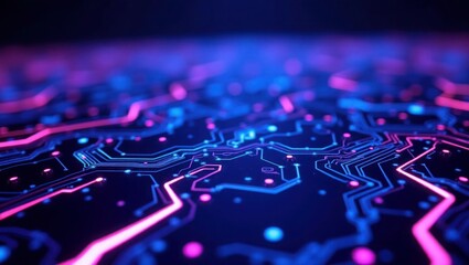 Abstract Circuit Board Pink Blue Neon Glow technology