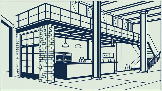 A modern industrial style loft interior.