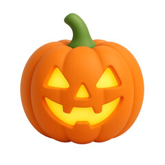 3D soft matte rubber style orange Halloween pumpkin jack o lantern icon PNG transparent