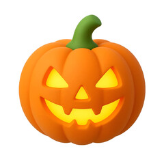 3D soft matte rubber style orange Halloween pumpkin jack o lantern icon PNG transparent