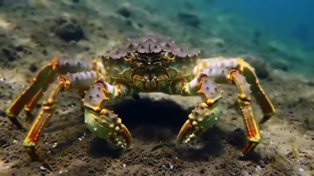 Underwater Crab on Sandy Bottom