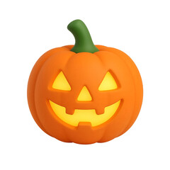 3D soft matte rubber style orange Halloween pumpkin jack o lantern icon PNG transparent