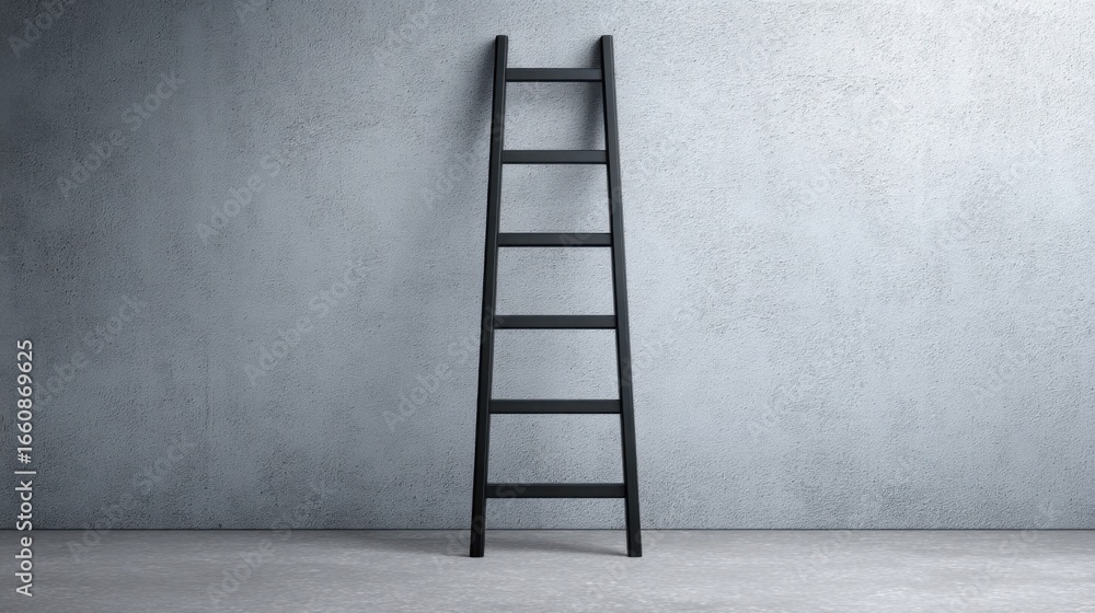 Poster Ladder leaning against a wall representing fibonacci extension tp ladder visualizer icon concept for building strategies