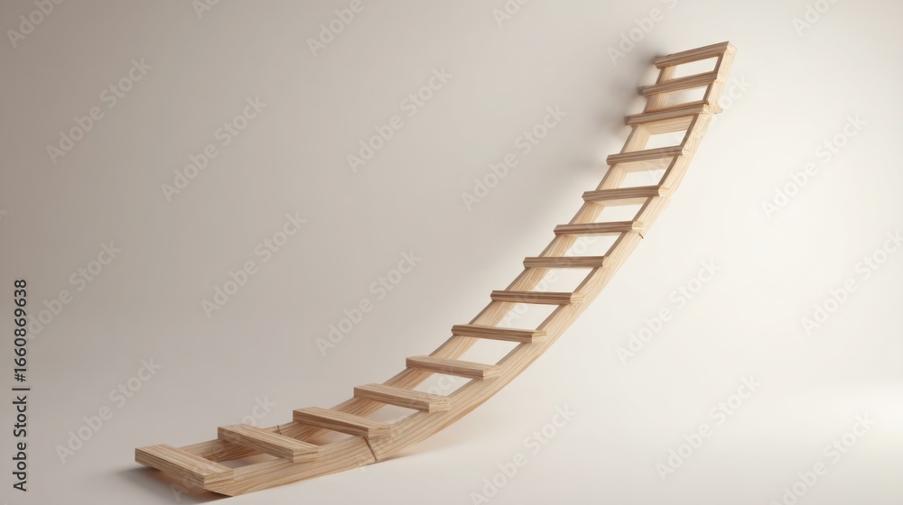 Poster Elegant wooden staircase design representing fibonacci extension tp ladder visualizer icon concept for structural analysis
