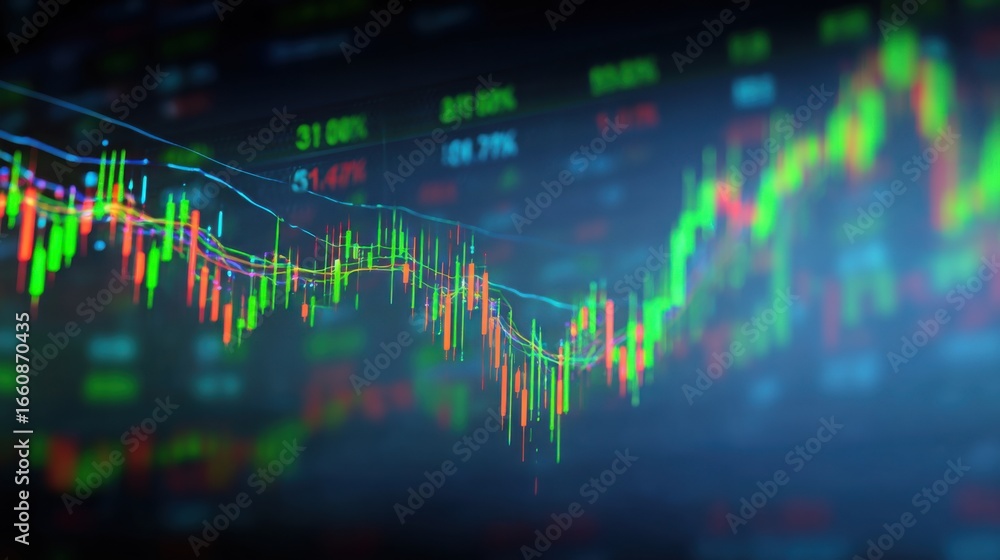 Poster stock chart representing fibonacci rejection signal grading system icon concept for financial analys