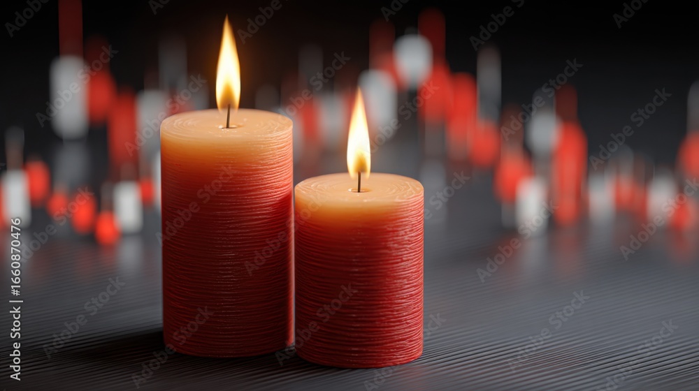 Poster two candles with red candles in the background highlighting fibonacci rejection signal validator ico