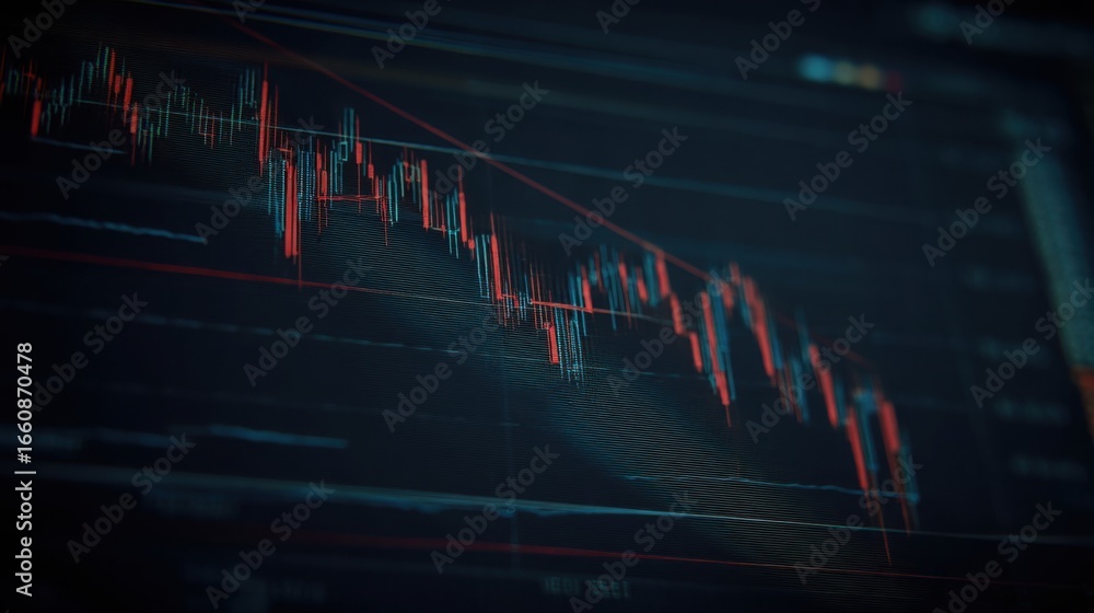 Poster stock chart with fibonacci retracement indicators illustrating entry points for confident trading de