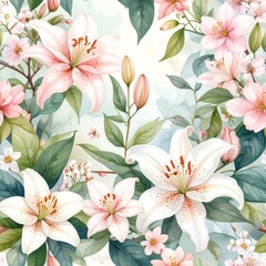 Obraz premium Seamless pattern floral leaf pastel – beautiful botanical repeating design background