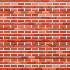 A seamless pattern of red brick wall with white mortar lines