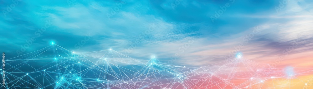 Aufkleber vibrant abstract digital background featu interconnected glowing lines and nodes with a dynamic colo