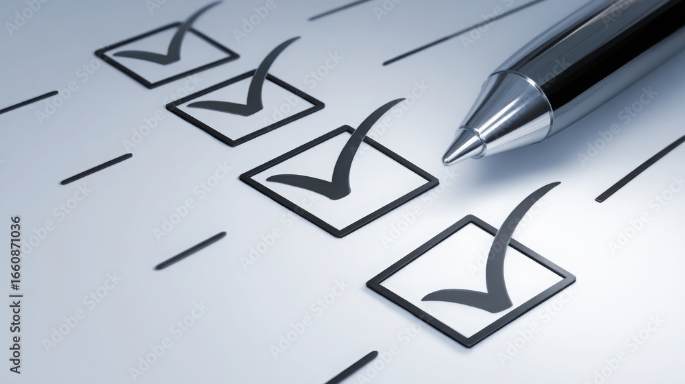 Aufkleber detailed close-up of a check mark with a pen signifying confirmation and approval in a fibonacci re-