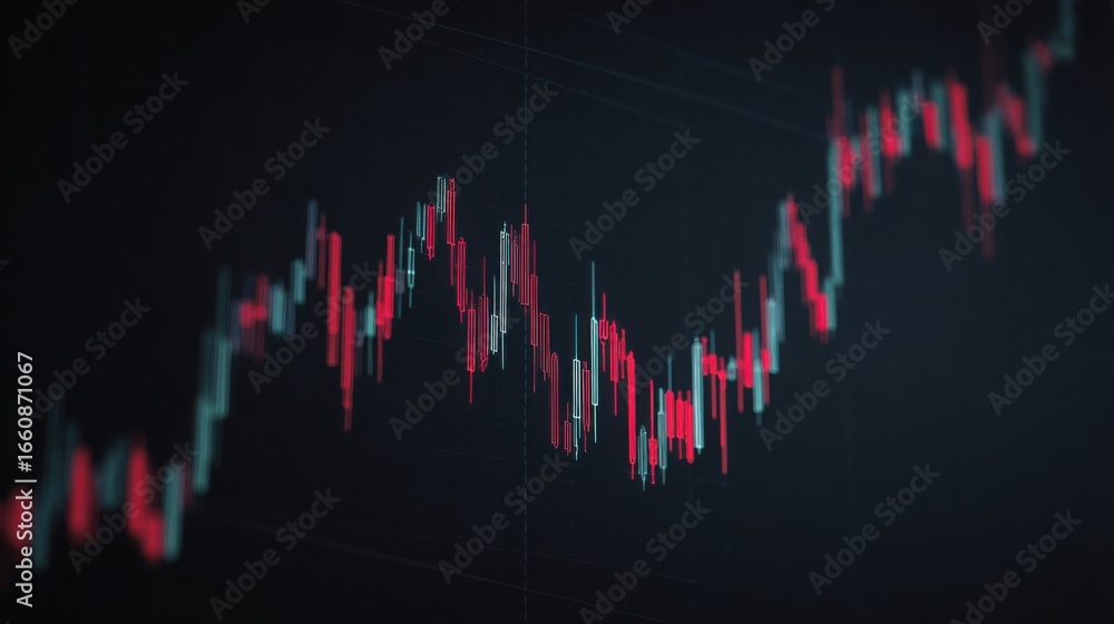 Poster red and white chart depicting economic data and trends in a fibonacci zone clarity grading scale con