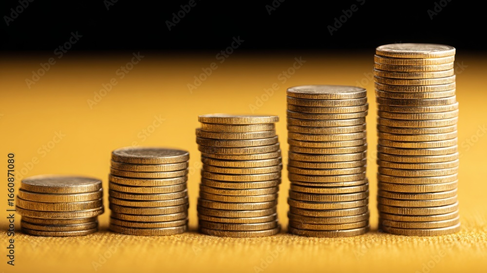 Poster stack of coins symbolizing currency and financial decisions in the context of fiscal deficit and eco