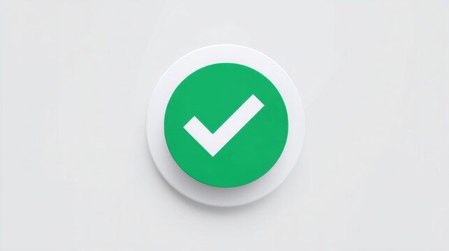 Bold green check mark button indicating confirmation and positive outcome in a fibonacci re-entry signal concept