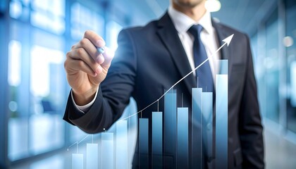 Business wallpaper of a man in a suit drawing a chart by hand