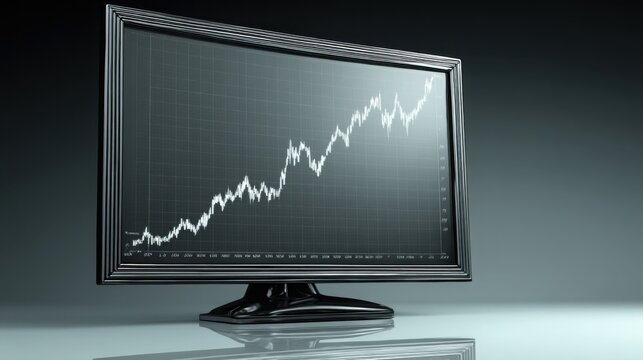 Monitor screen displaying graph of recent trends for technology ipos with visual log of market performance