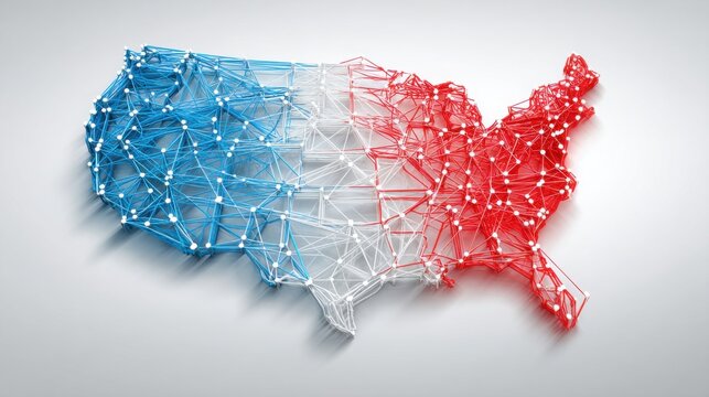 The united states depicted on a detailed map with trade corridor entry icon concept illustrating open gate and routes - Powered by Adobe