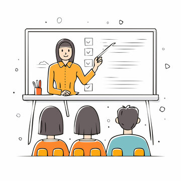 Teacher presenting to students in classroom.