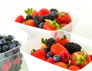 Fresh Berries in Bowls on Table