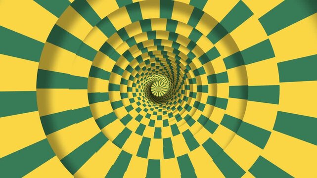 A vibrant and hypnotic motion background featuring a swirling tunnel with a dynamic checkered pattern in bright colors