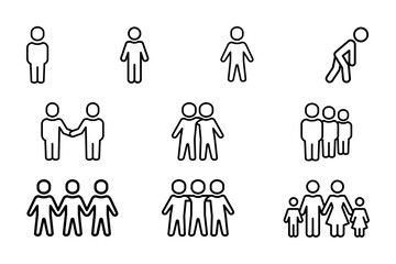 People icon set on white background. Symbol of person. People outline editable vector stock