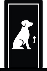 Illustrator Vector Dog waiting patiently at the door silhouette