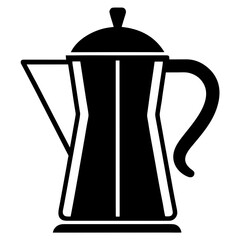 Simple Black Coffee Pot Illustration