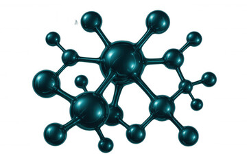 Obraz premium Shiny molecule structure connecting atoms, forming complex bonds, ideal for scientific or medical presentations with transparent background