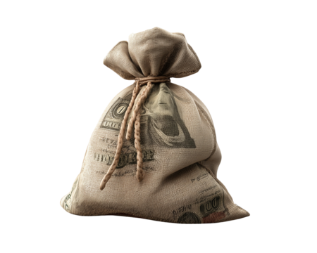Money bag made of burlap material