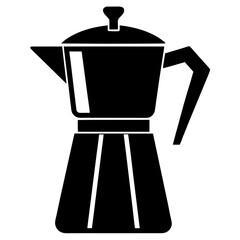 Simple Black Coffee Pot Illustration