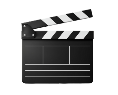 Open movie clapperboard with stripes