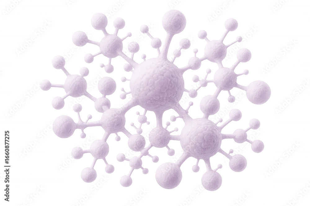 Poster microscopic view of virus cells forming a complex interconnected structure, ideal for medical and sc