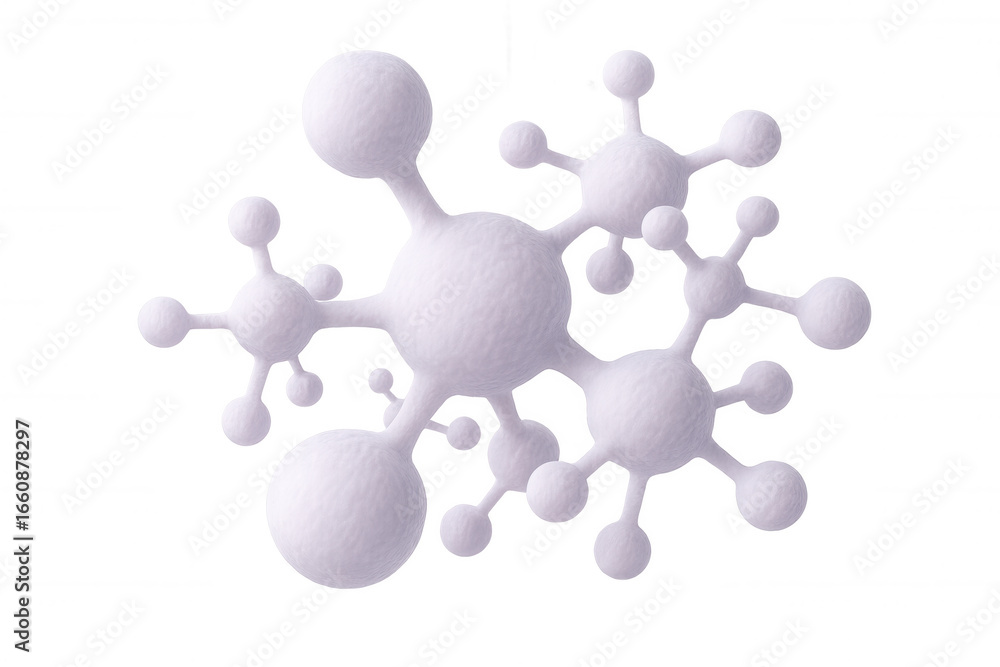 Poster white molecule structure creating complex connections, ideal for scientific or medical visualization