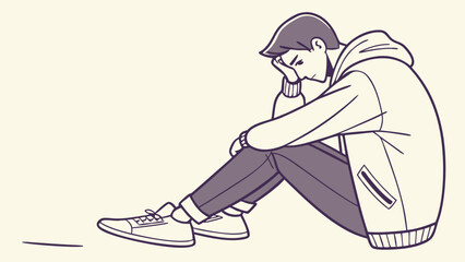 Obraz premium a man sitting alone feeling sad.