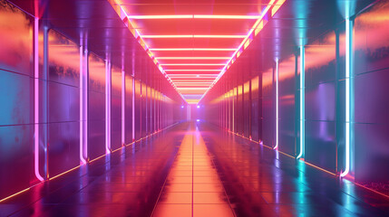 Tunnel with glowing LED lights
