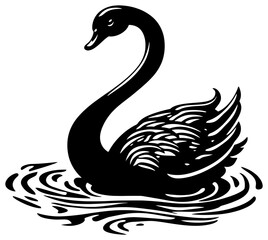 Swan Silhouette Gliding on Twilight Waters