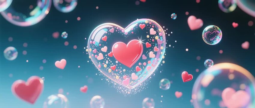 Romantic vector illustration of pink hearts in a beautiful abstract background for Valentine's Day