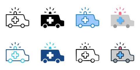 Ambulance icon set multiple style collection 
