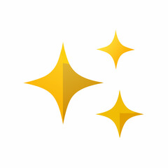 Three yellow star shapes on a white background