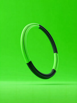 Modern Abstract Design Green Black Circle Dynamic Presentation Aesthetic Minimalistic Style Trendy Geometric Objects Fitness Innovative Energy Pop Vibrant Elegant Flexible Three-Dimensional Bold