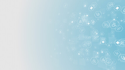 Digital Healthcare Innovation Medical health business corporate particles technology background