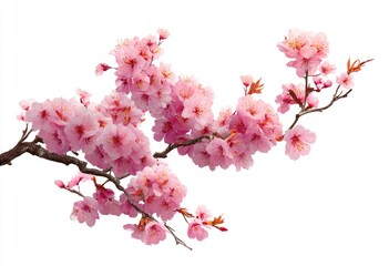 Delicate pink cherry blossoms on a branch against a white background (2)