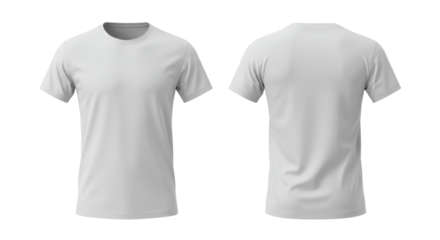 Plain white t shirt displayed from front and back isolated on white background